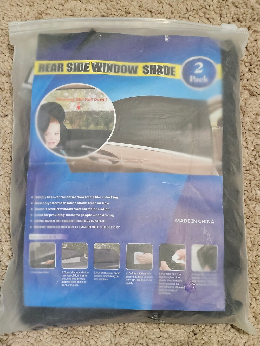 New! 2 Pack Car Rear Side Window Mesh Shade for Ventilation Cooling Insect Repel